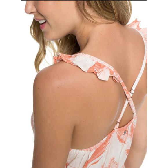 Roxy Hot Summer Lands Maxi Dress in Orange and White. Size M - Picture 3 of 9